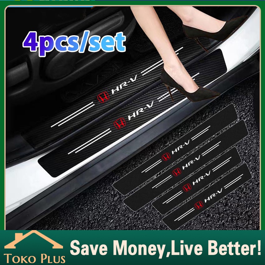 HONDA HRV Carbon 3D Door Sill Plate Guard Pelindung Pijakan Injakan Kaki Pintu Mobil Set