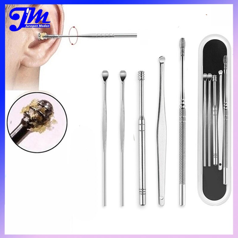 [Flashsale] Alat Pembersih Telinga Stainless Steel 5 IN 1 Korek Kuping Korek Kuping Ear wax Pembersih Kuping