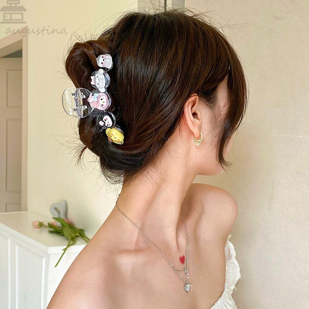 AUGUSTINA Klip Rambut Transparan Lucu Sederhana Anime Hiu Klip Kartun Gadis Klip Rambut Aksesoris Rambut Perempuan