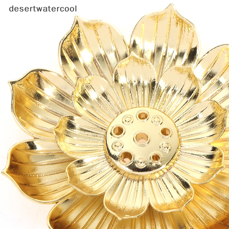 Deid Gold Incense Burner Stick Holder Buddhism Lotus Line Incense plate Base Temples Martijn