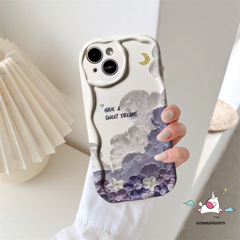 Fashion 3D Wavy Curved Edge Back Cover Case Untuk Infinix Hot8 30i 9 10Lite Hot 10 11 12 30 20 8 9 Play Note 12 G96 12 4G Smart 6Plus 6 7 5 Art Lukisan Cat Minyak Bunga Awan Lembut Sarung