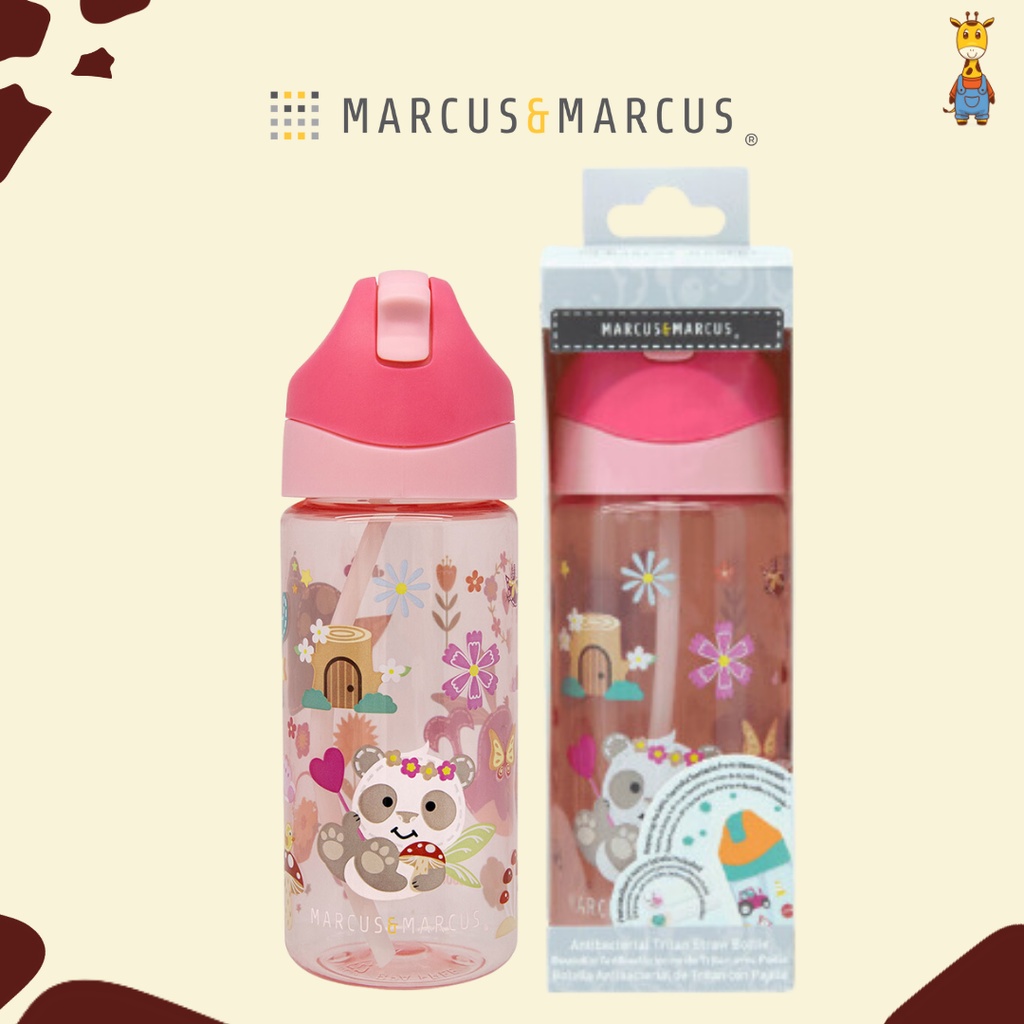 Marcus &amp; Marcus Antibacterial Tritan Straw Bottle 400ml - Tempat Minum Anak