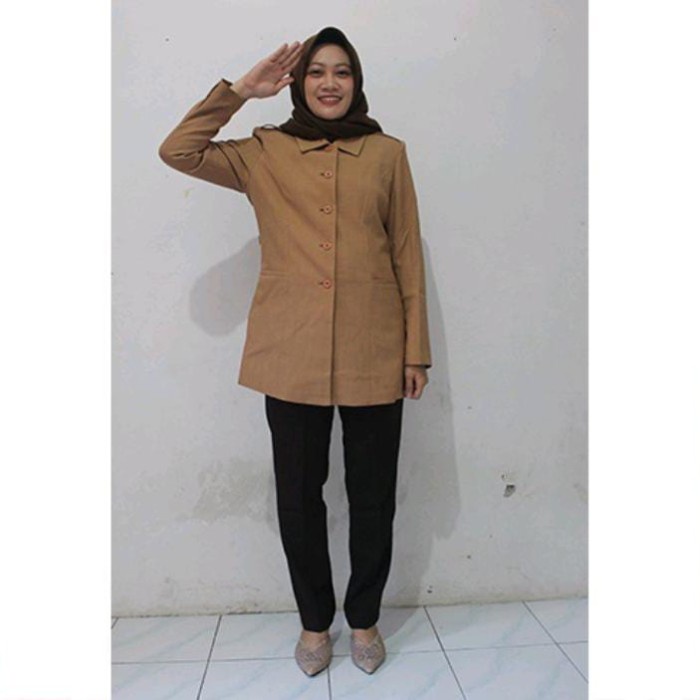 New Promo COD Stelan Blazer Baju Seragam Pramuka PNS Guru Wanita Dewasa Terbaru - Set Celana, S