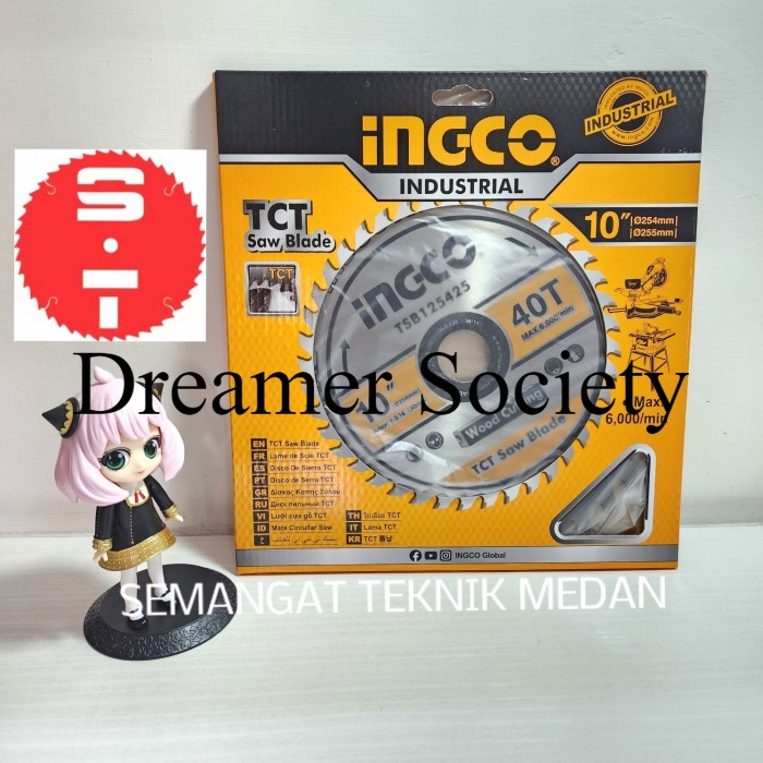 Berkualitas 10" 10 " MATA PISAU GERGAJI POTONG KAYU CIRCULAR SAW 40T 40 T INGCO GFM608