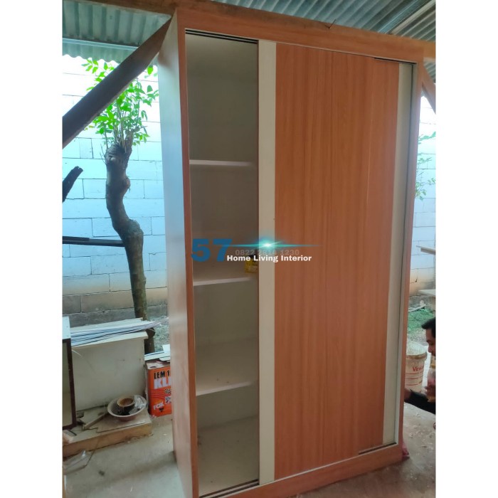 Lemari Pakaian Pintu 2 Minimalis Slidding Bahan Plywood HPL