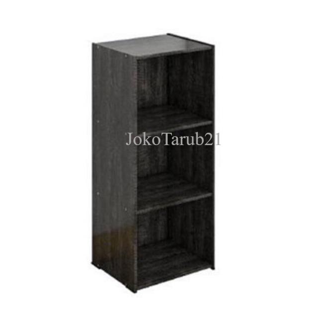 RAK SERBAGUNA / RAK BUKU 3 SUSUN KAYU PARTIKEL - Hitam murah