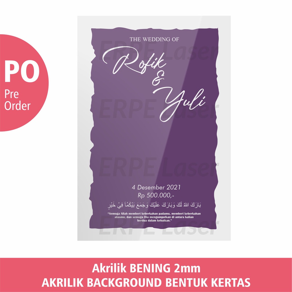 AKRILIK BACKGROUND BENTUK KERTAS Dekorasi Pernik Mahar Pernikahan