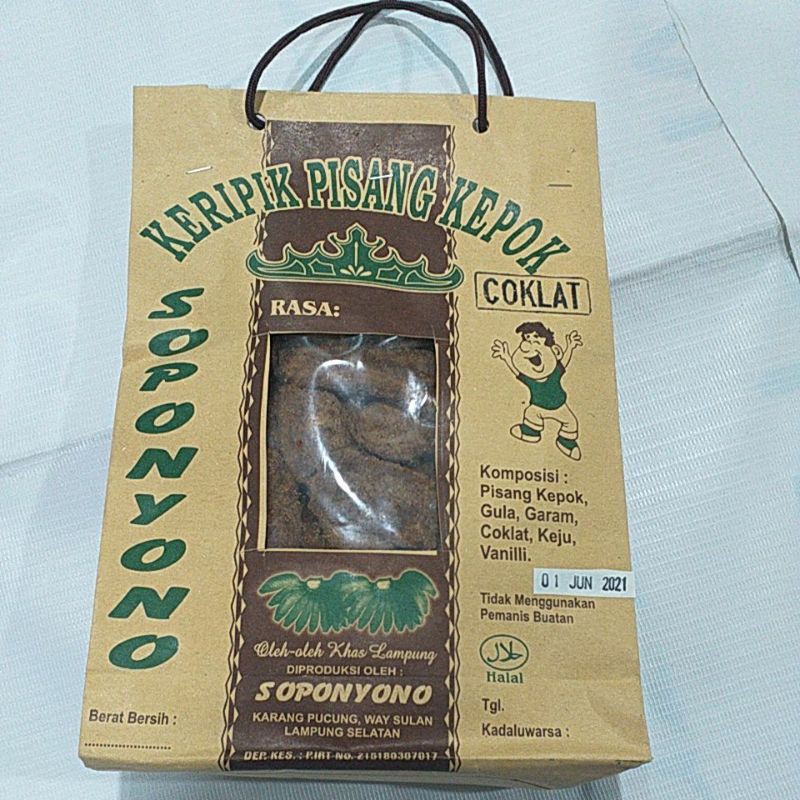 

Keripik pisang coklat Soponyono kemasan tas 200gr