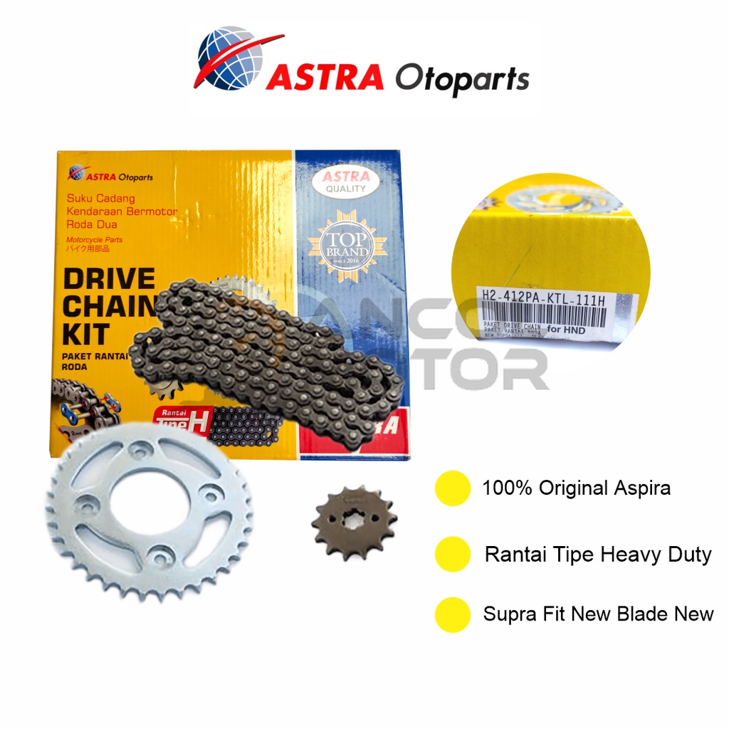 Aspira Gear Set Supra Fit New Gear Depan Belakang Rantai Motor