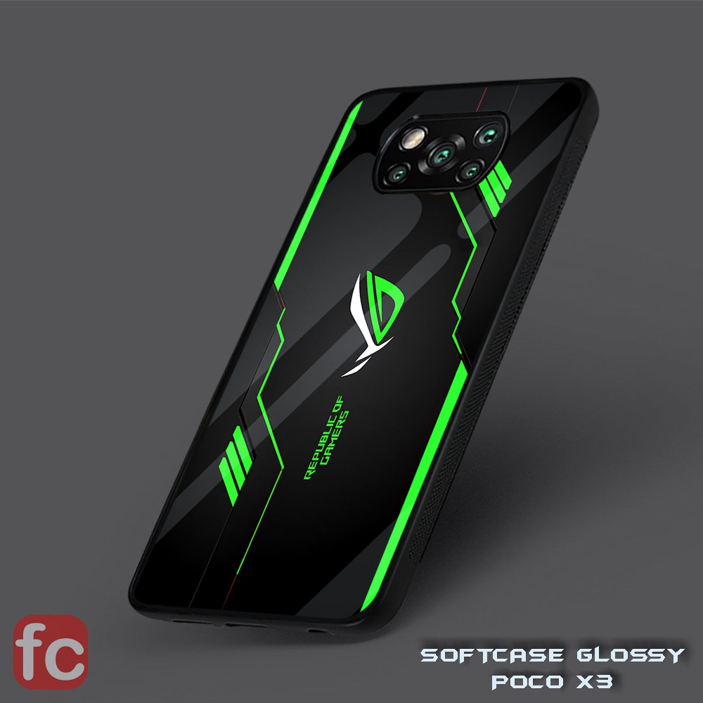 Custom case Glossy Poco X3 Pro Nfc |FR67| Poco x3 Tpu Efek Kaca Rog Gamers