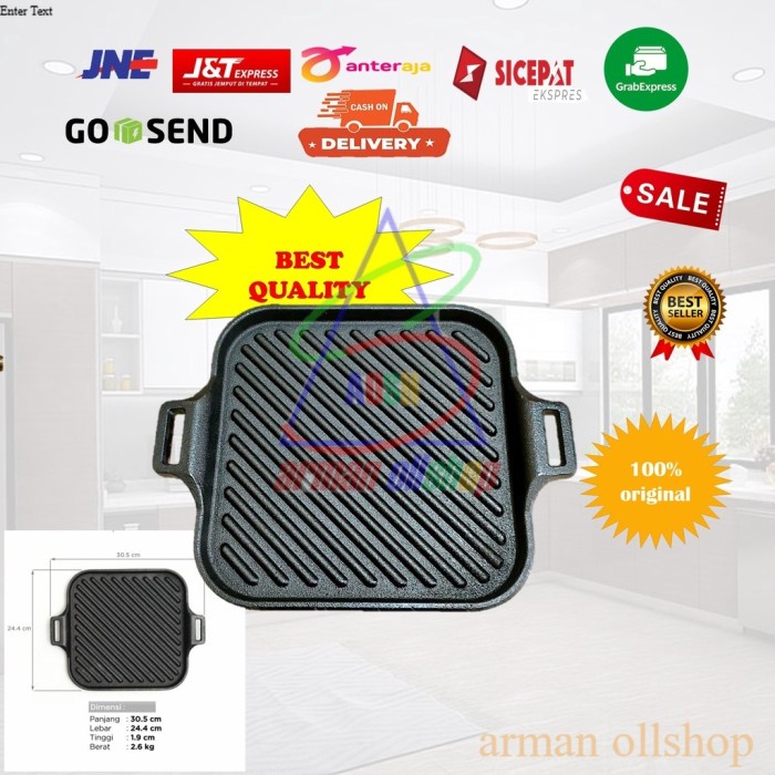 Grill pan BBQ/ wajan panggangan/bakaran cast iron / Giza grill pan TEBAL