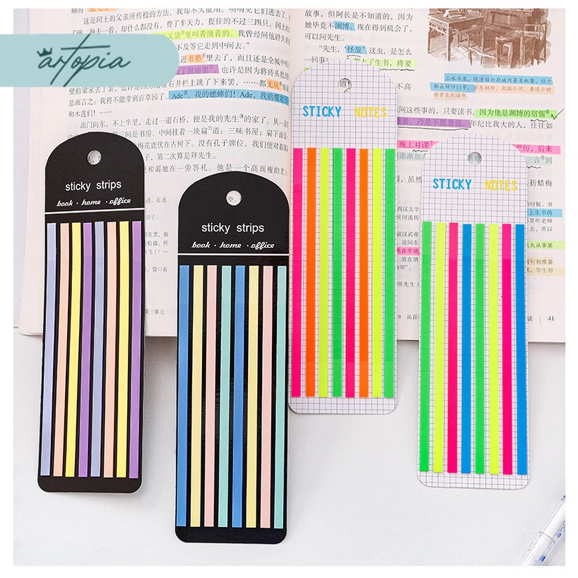 

[Artopia] 160 Lembar STRIP Transparan Sticky Note / Transparent Highlighter Penanda Buku Anotasi Annotation Long Panjang Stripe PET Tahan Air Memo Garis