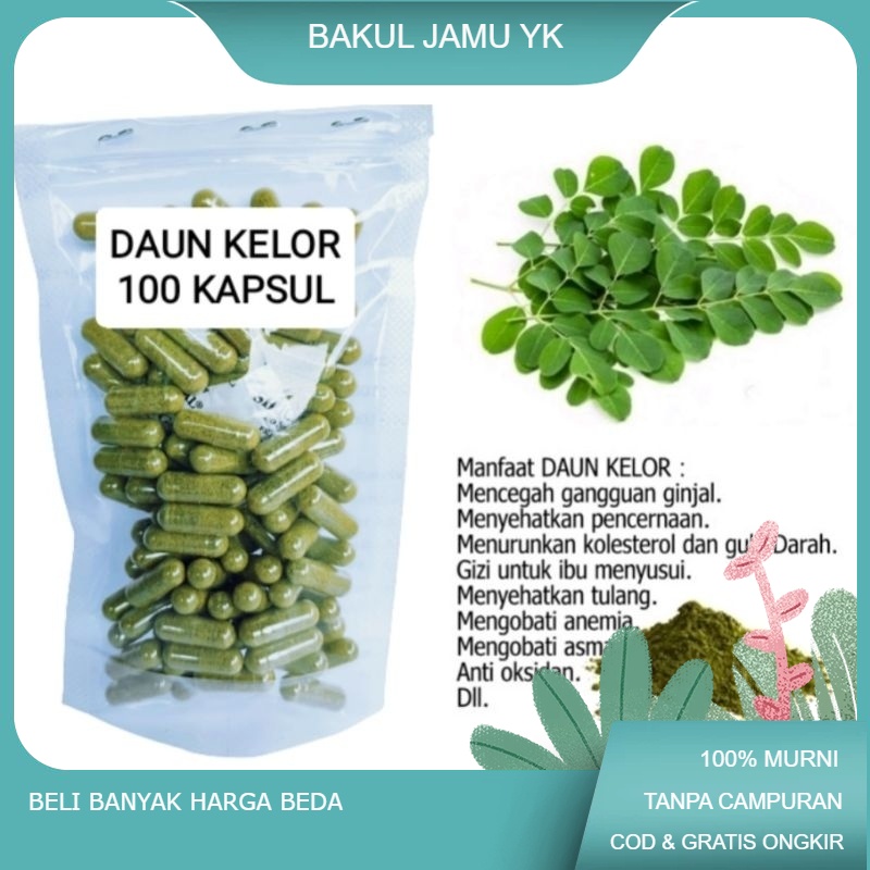Serbuk daun KELOR/MORINAGA Oliefera isi 100 kapsul untuk kolesterol anemia