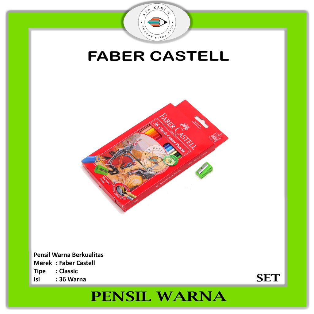 

FABER CASTELL - Classic Colour Pencils/ Pensil Warna 36 color - Pack