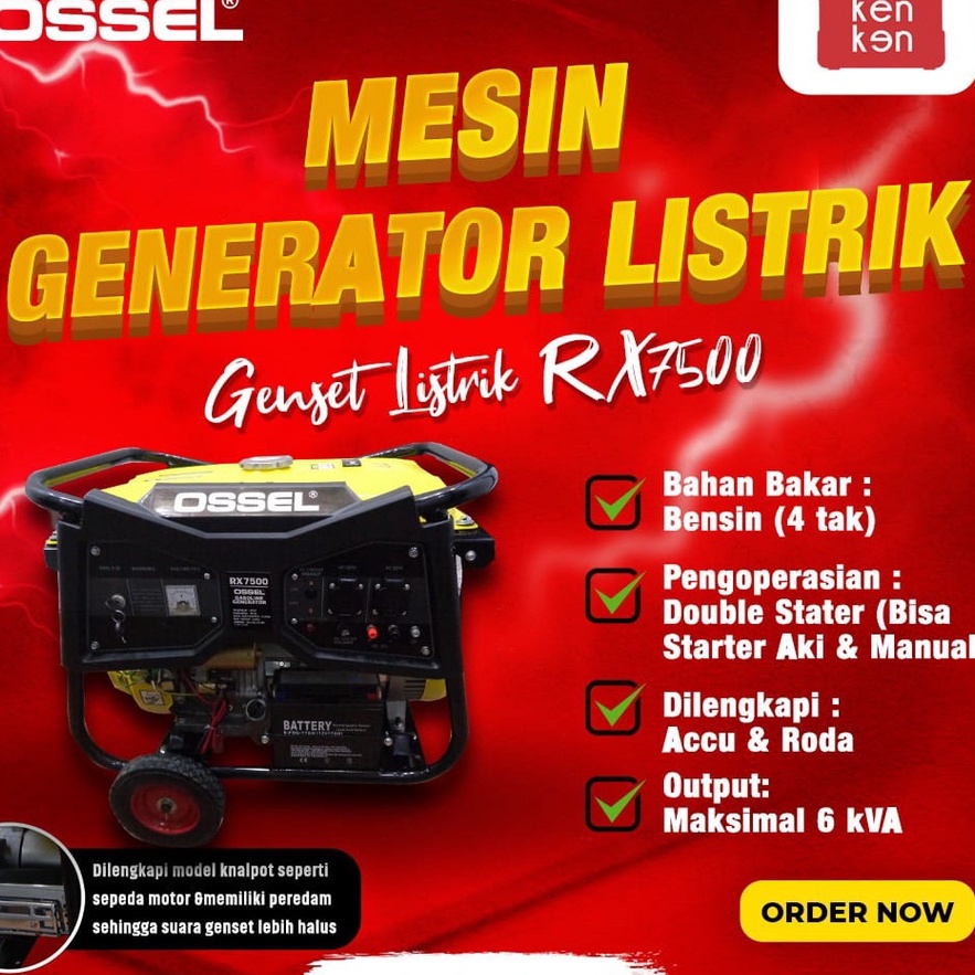 Genset Listrik 5000 watt Ossel Generator Listrik 5000 Watt Genset Listrik 5000 watt Genset Ossel