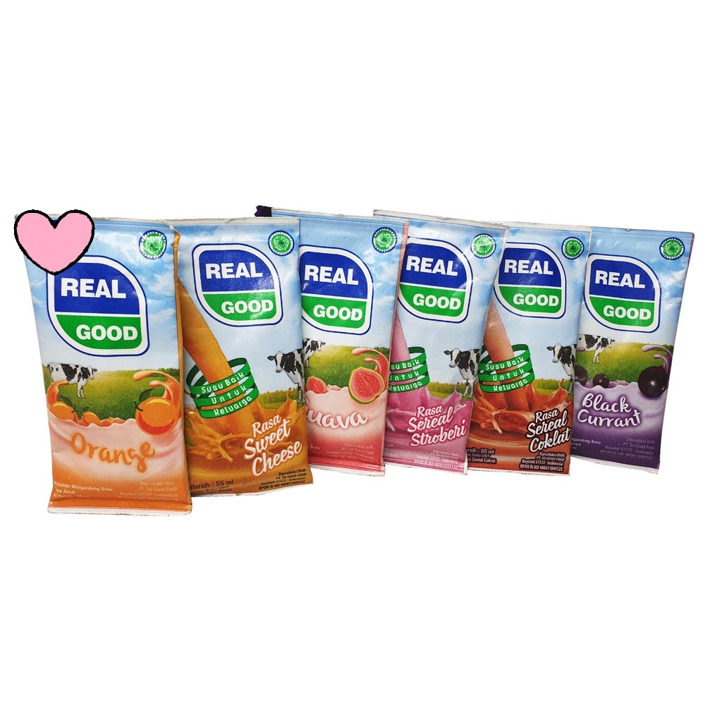 

GRA SUSU REAL GOOD UHT DUS ISI 60 PCS x 50ml SUSU BANTAL KARTON MINI STRAWBERRY COKELAT CHEESE GUAVA