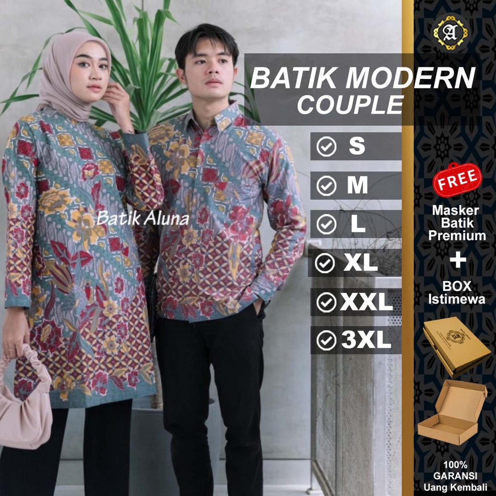 Baju Batik Couple Pasangan Rok Kemeja Kebaya Atasan Kondangan Tunik Men Dress Jumbo Set Wanita Ayah 