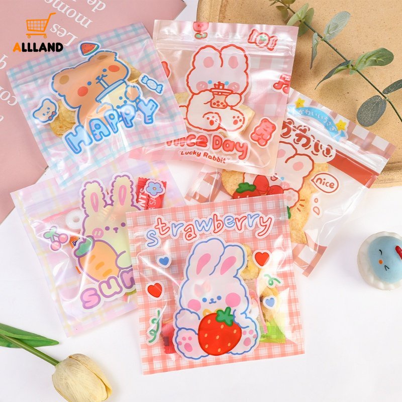 1pc Kartun Beruang Kelinci Disegel Kantong Plastik/DIY Cookie Candy Dessert Ziplock Bag/Kantong Kemasan Hadiah Pesta Festival