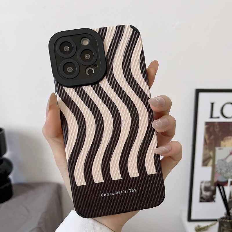 IPHONE Soft Case Ponsel Butir Vertikal Untuk Iphone14 13 12 11 Pro MAX X XR XS Max7 8 Plus Motif Riak Pelindung Kamera