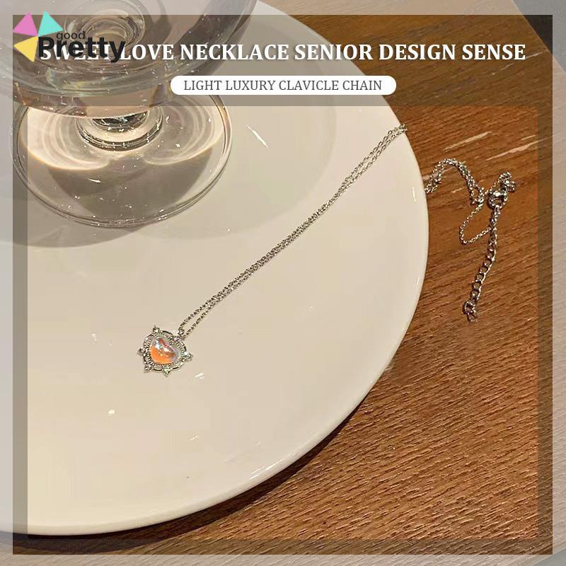 Kalung hati yang manis gaya mewah ringan musim panas wanita desain tinggi - PD