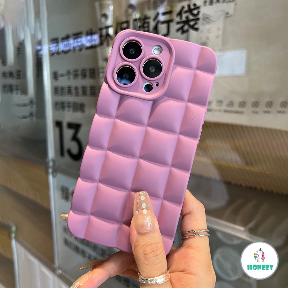 IPHONE Casing Silikon Padat Periksa Sederhana Untuk Apple14Ungu Iphone13 12 11 Pro Max XR Lucu Warna-Warni Shockproof Phone Cover