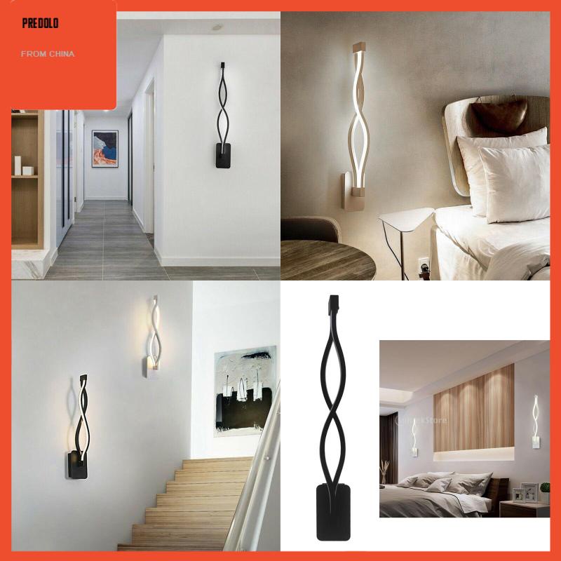 [Predolo] Nordic Wavy LED Wall Lamp Lampu Kamar Tidur Warm White Black Shell