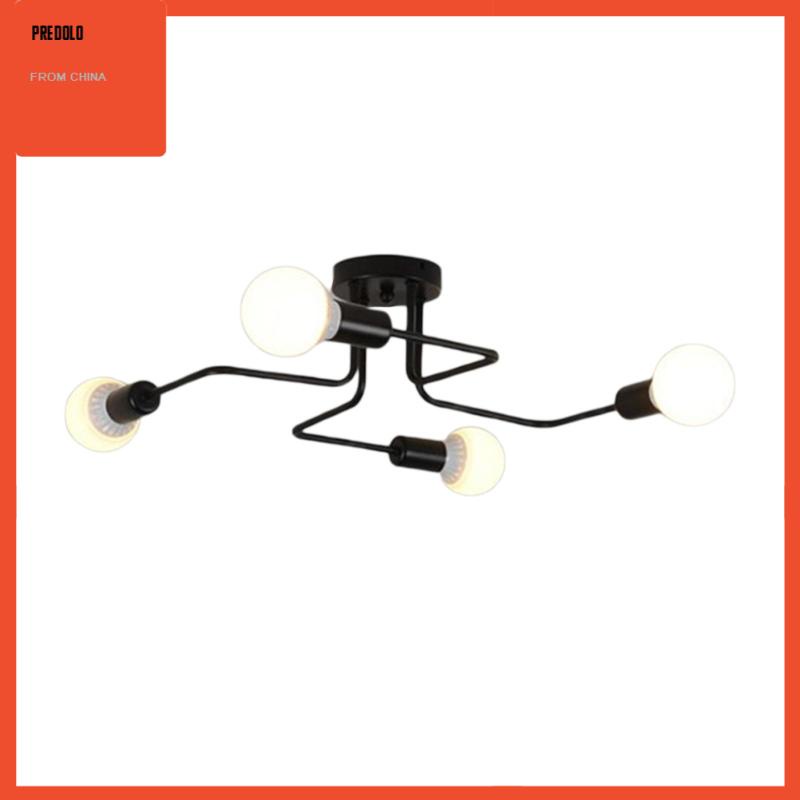 [Predolo] Lampu Plafon Retro Besi Tempa Besar Hitam Lampu Gantung Ceiling Lamp 4-Head