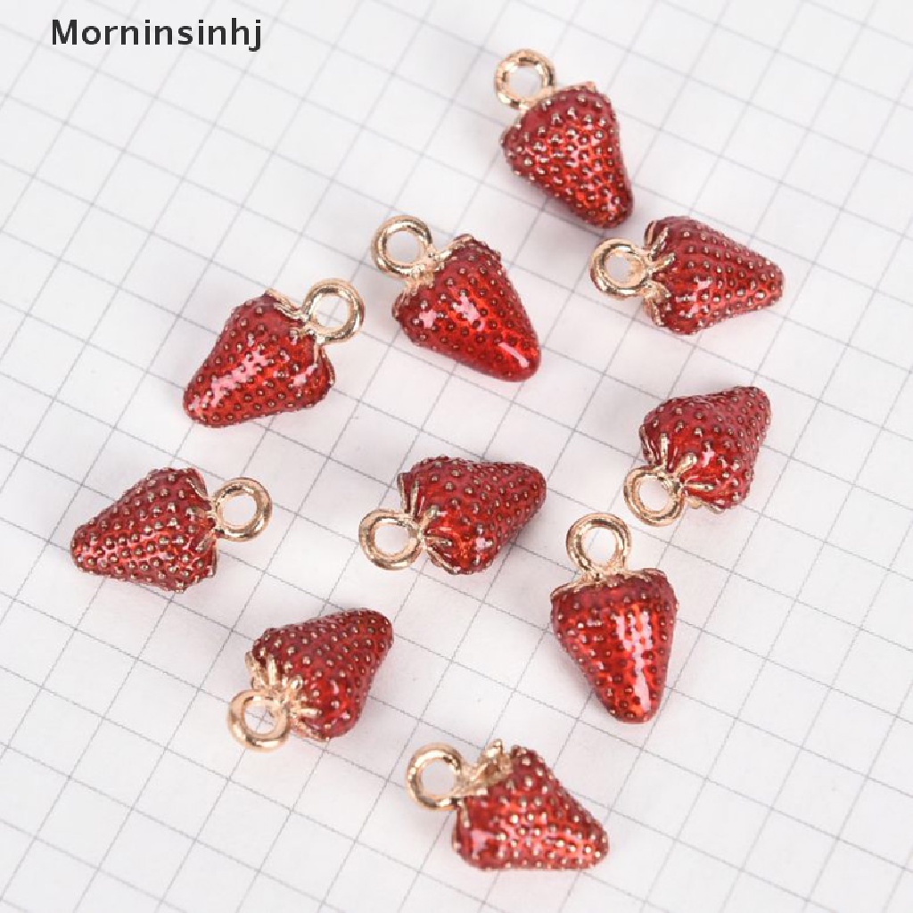 Mornin 10Pcs /Set Enamel Alloy Strawberry Ch Liontin Perhiasan DIY Membuat Craft Hadiah id