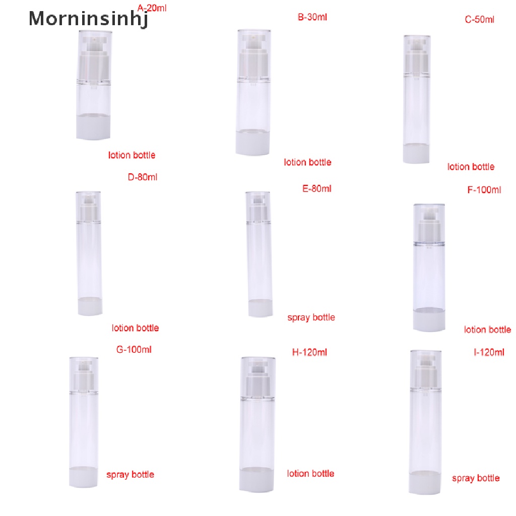 Mornin Botol Plastik Transparan Airless Pump Vacuum Bottle 5-120ml id