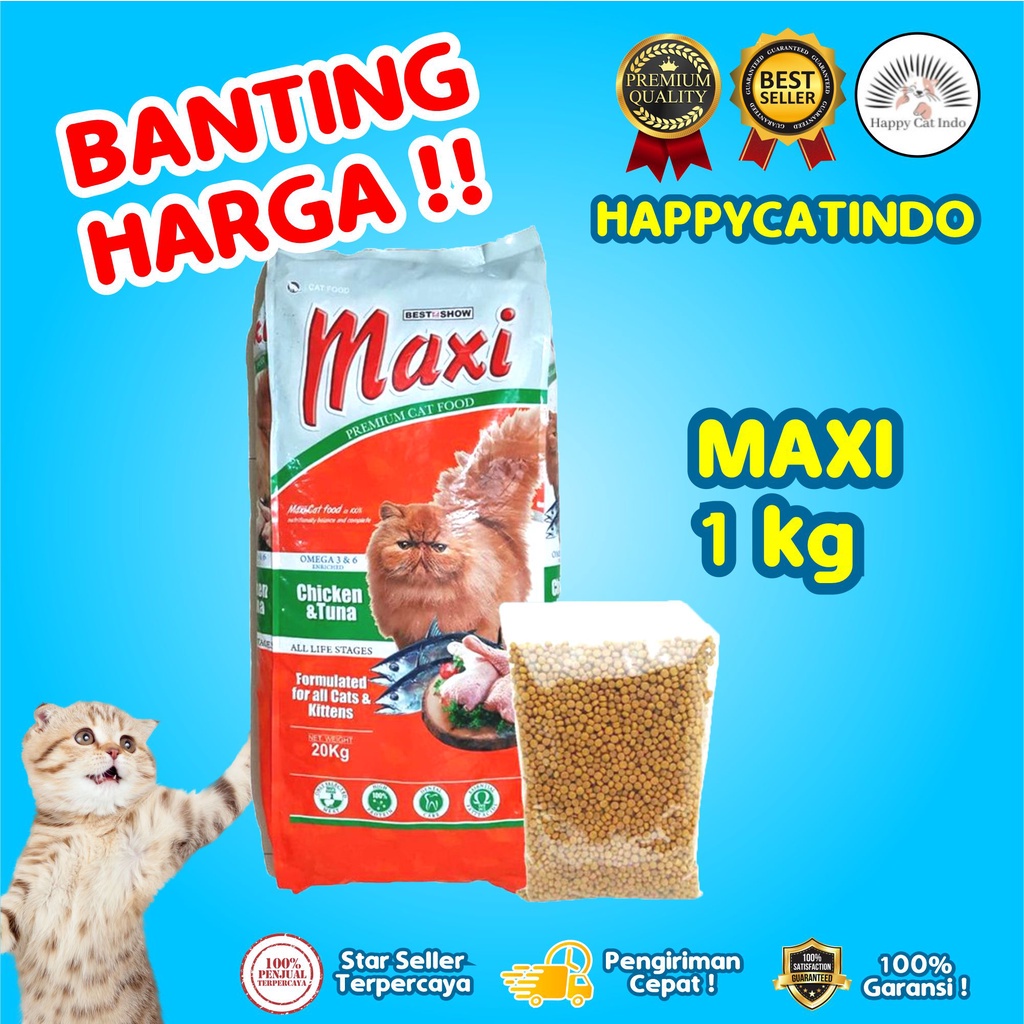 Makanan Kucing Dry Cat Food MAXI 1KG &amp; 500GR Repack