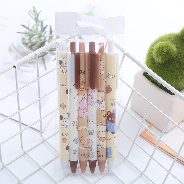 

6pcs Pen Pena Pulpen Cetekan Cetek Set Motif Bear Beruang GoK-ST0081