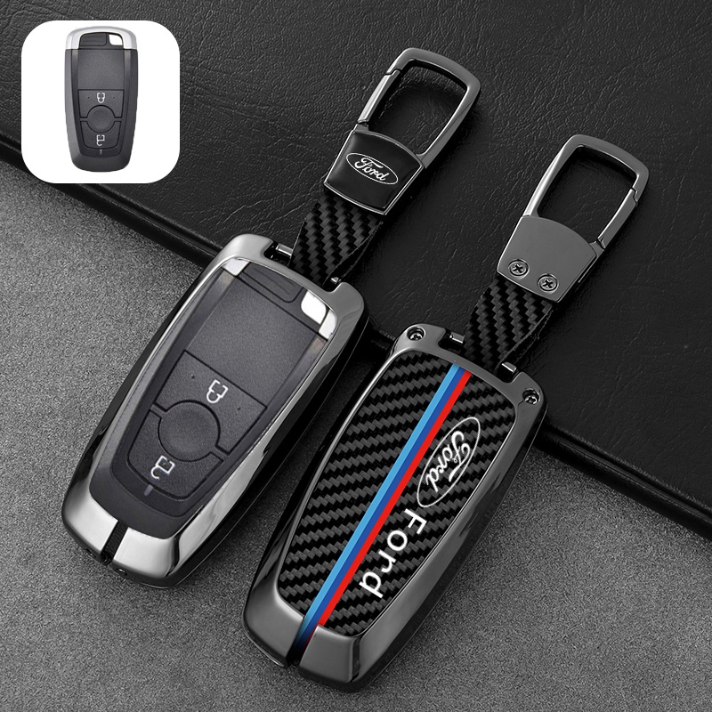 [Tersedia] Casing Kunci Serat Karbon Zinc Alloy Untuk Ford Ranger Sprot2023/Ranger Raptor/Fx4 Max/Wildtrak/EcoSport/Mustang Smart Remote Key Holder