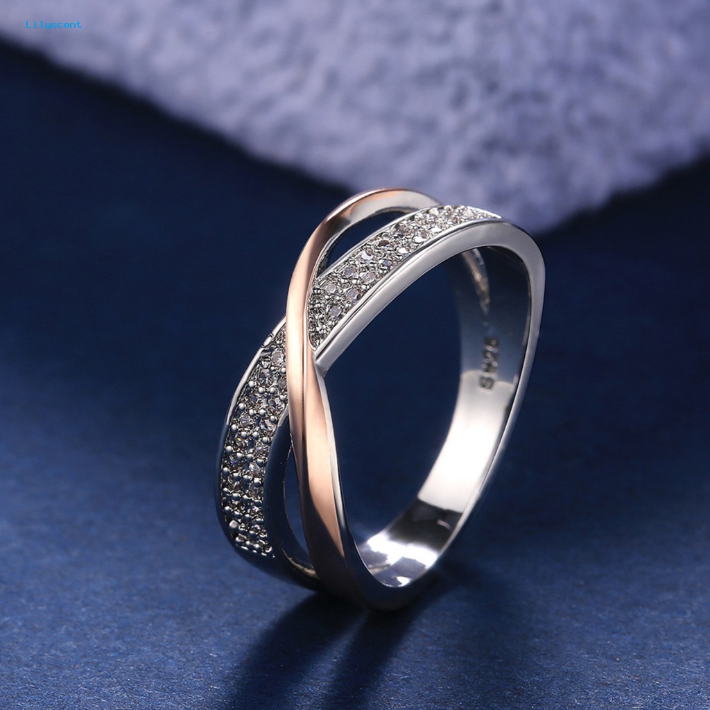 Lilyscent Cincin Alloy Two-Tone Untuk Dekorasi Harian Two Tone Plating Shiny X Ring Charming