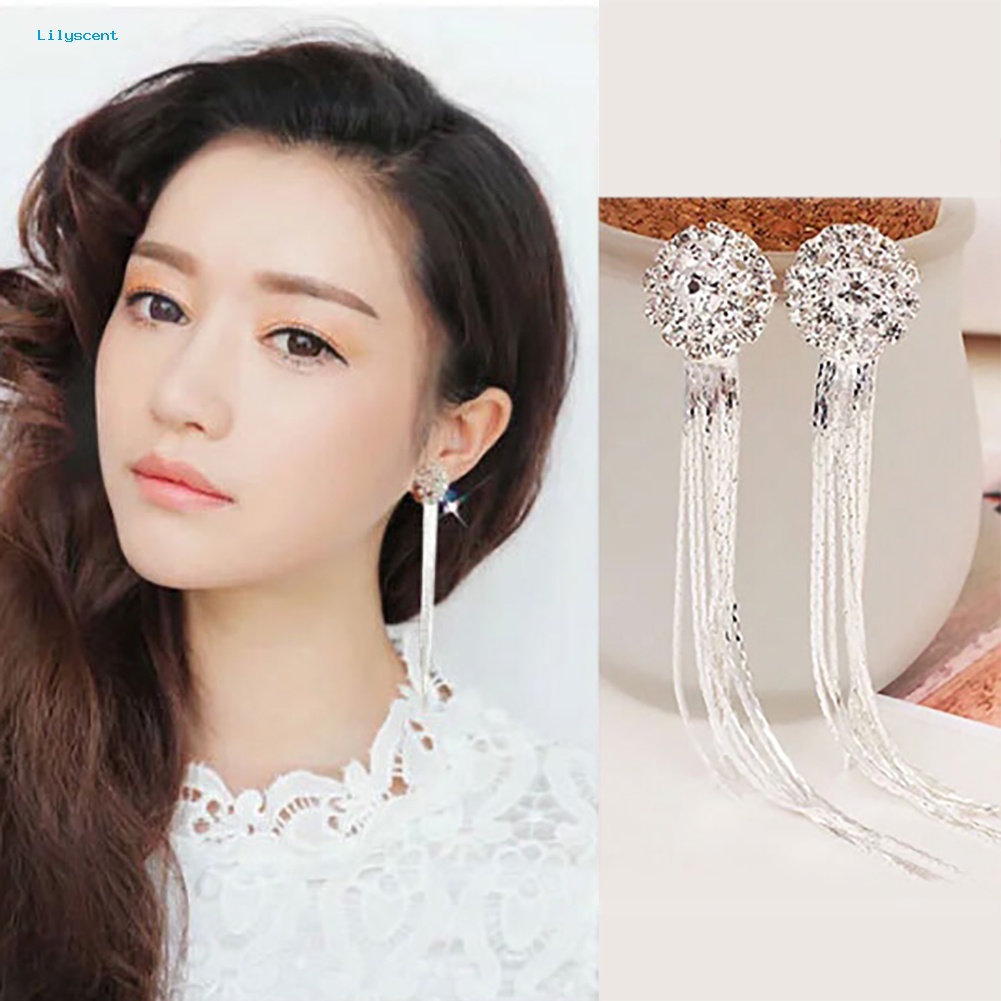 Lilyscent Unik Rumbai Liontin Panjang Menjuntai Statement Wanita Stud Earrings Hadiah Berlian Imitasi