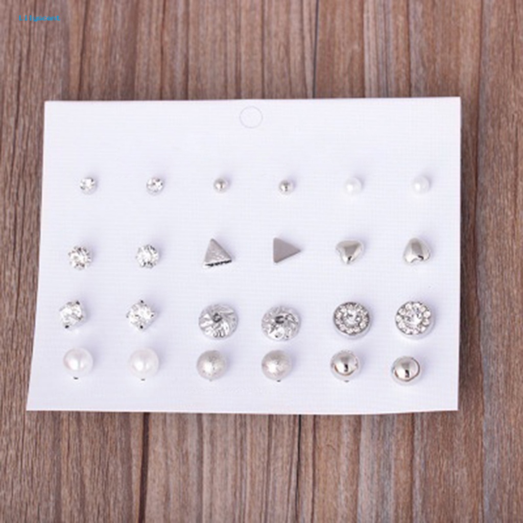 Lilyscent 12pasang Anting Fashion Mini Untuk Cocktail Berlian Imitasi Ear Studs Shiny