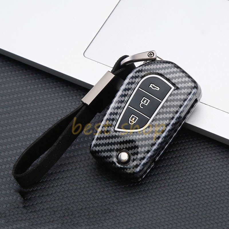 Carbon ABS Key Cover Case Fob Shell Untuk Toyota Forturner ALTIS REVO INNOVA Hilux Auris Corolla Avensis Verso Yaris