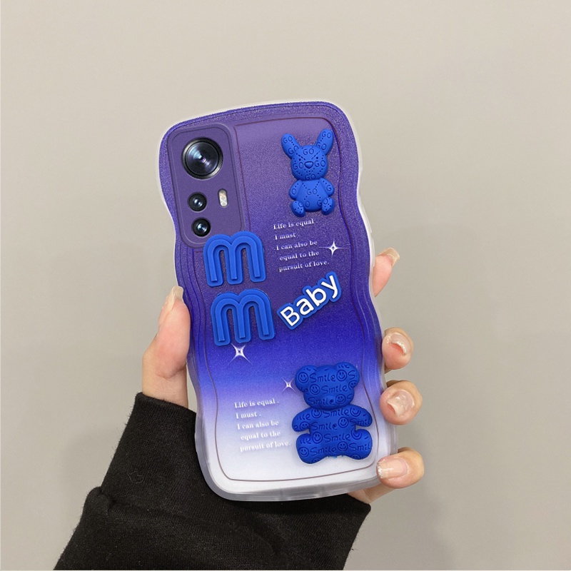 Andyh Casing Ponsel Untuk Xiaomi 12 Pro 12x11 Lite 11T Pro Phone Case 3D Alphabet Bear Pelindung Kamera Pelindung Penutup Belakang Couple Case