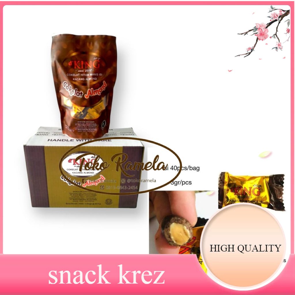 

D'KING BONIBOL COKLAT ALMOND KEMASAN BAG / KANTONG ISI 40pcs