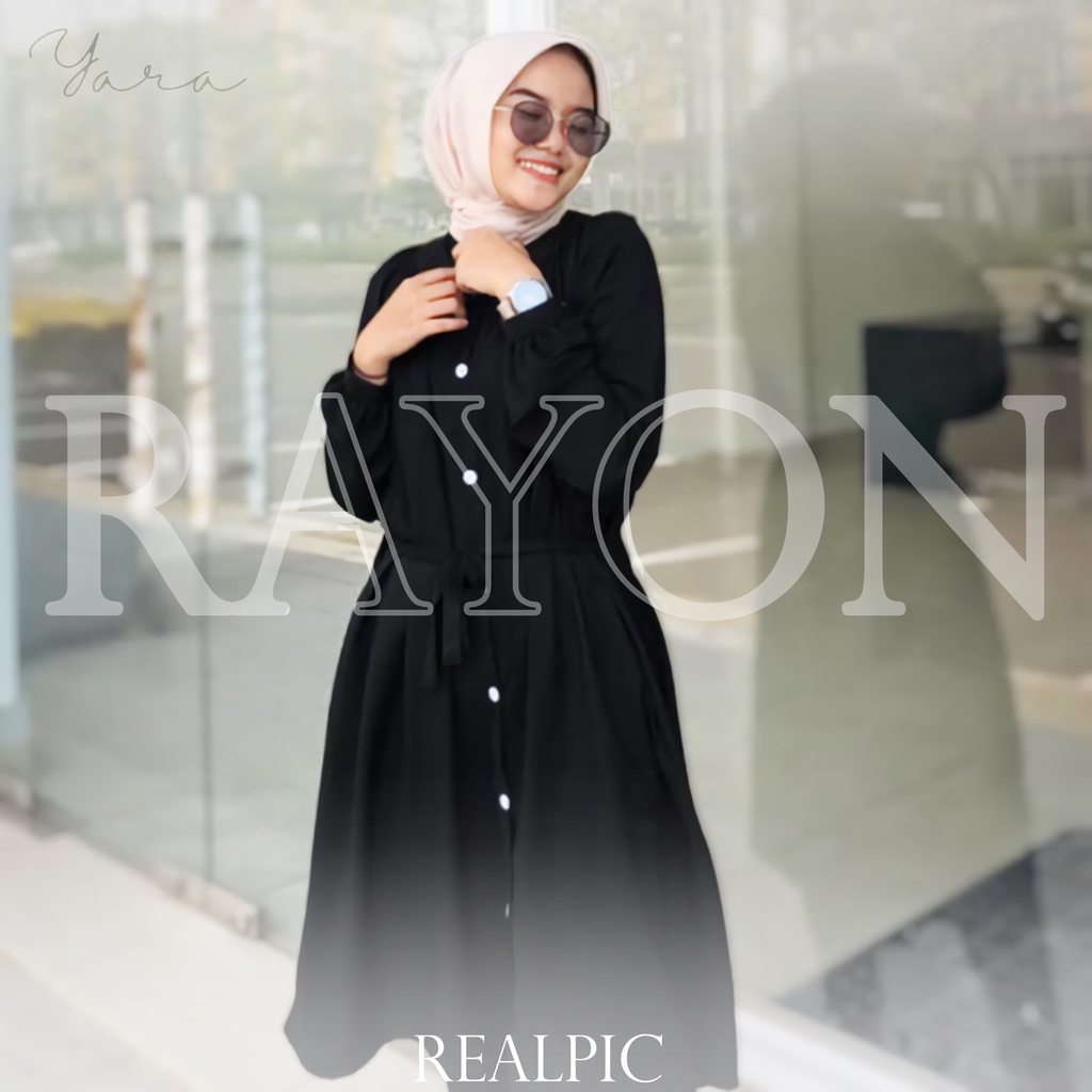 Jembar - Gamis Tunik Rayon Premium Hitam Polos Yara