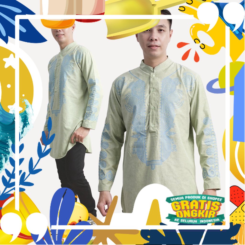 OKECHUKU Anis Baju Koko Kurta Pakistan Tangan Panjang Baju Muslim Pria/ Pink Coklat Maron khaki ungu