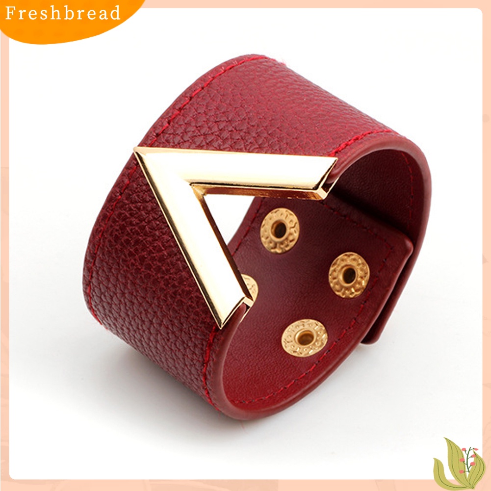 &lt; Freshbread &gt; Wanita Lebar V Bentuk Gelang Bangle Gelang Fashion Tombol Pesta Perhiasan Hadiah