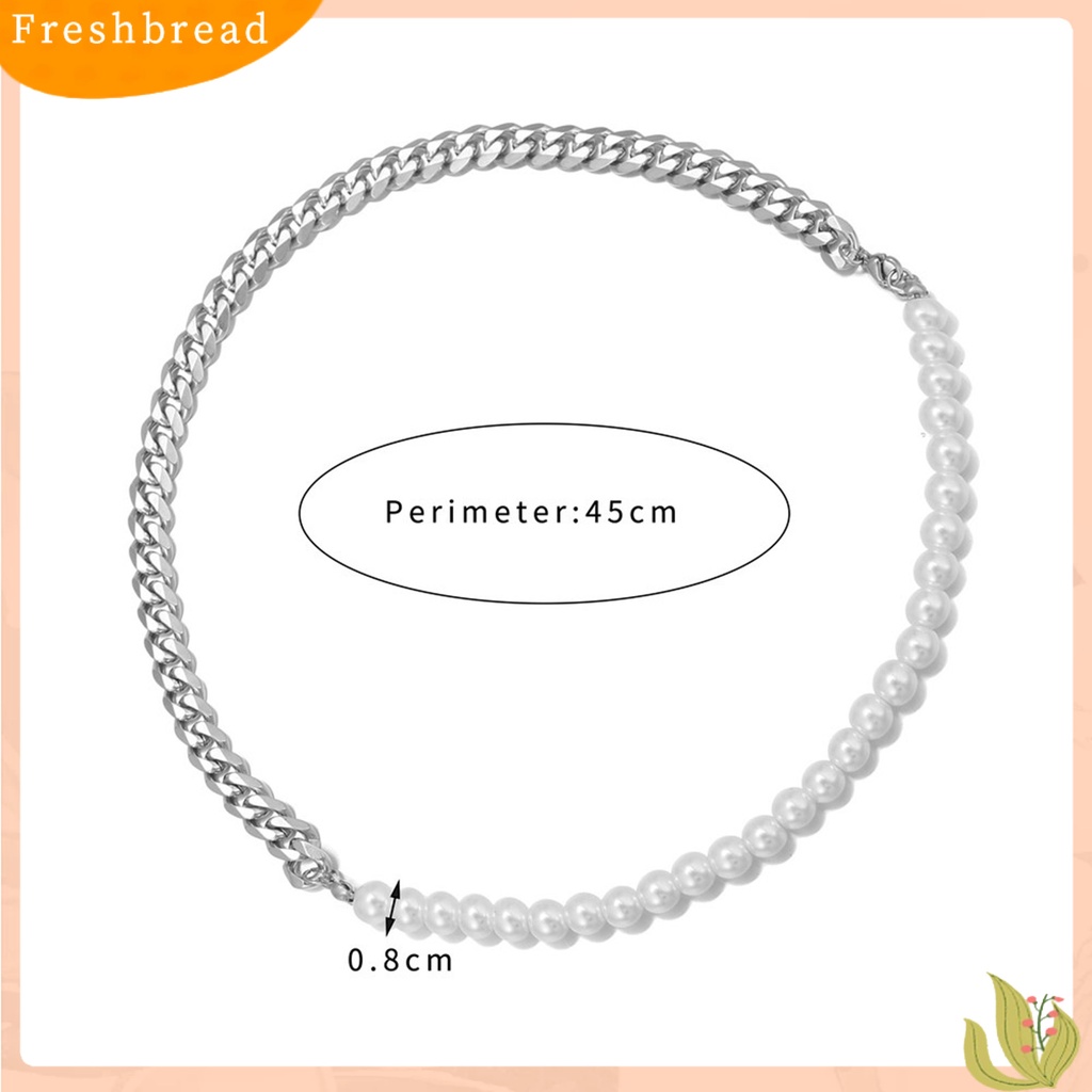 &lt; Freshbread &gt; Pria Gelang Penampilan Sederhana Hip-hop Perhiasan Fashion Mutiara Imitasi Rantai Kuba Splicing Bangle Untuk Kehidupan Sehari-Hari