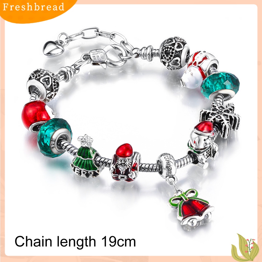 &lt; Freshbread &gt; Gelang Natal Bebas Alergi Semua Pertandingan Zinc Alloy Adjustable Menarik Gelang Manik-Manik Natal Untuk Wanita