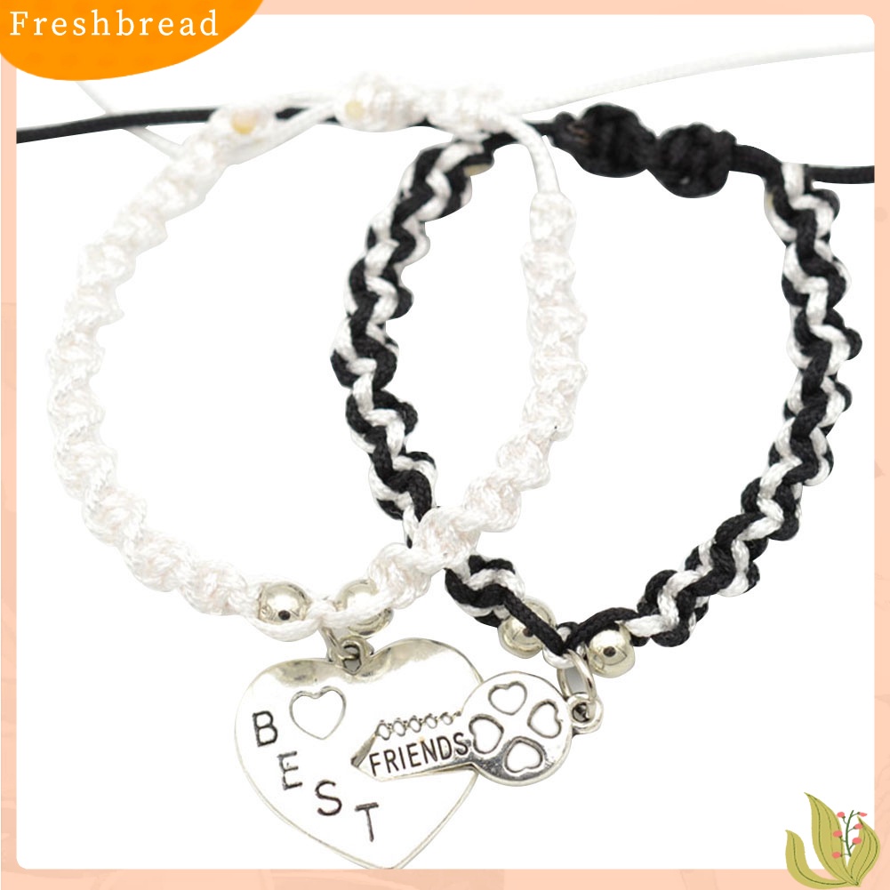 &lt; Freshbread &gt; 2Pcs Unisex Pecinta Ibu Putri Split Hati Liontin Braided Bracelets Love Gift