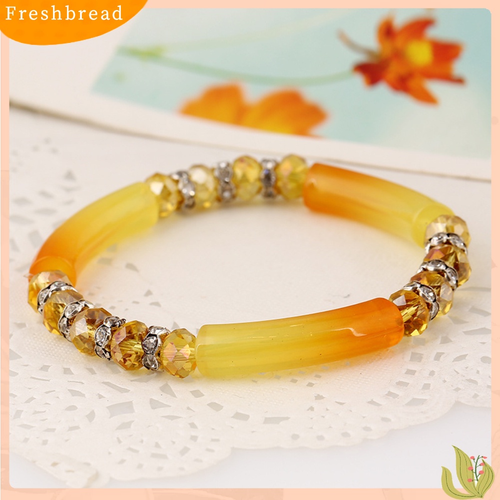 &lt; Freshbread &gt; Berlian Imitasi Warna-Warni Hias Gradien Warna Gelang Bangles Wanita Perhiasan Pesta