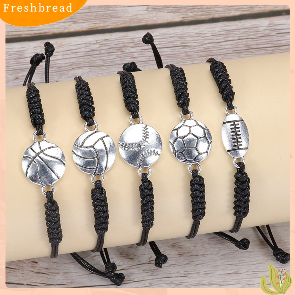 &lt; Freshbread &gt; Gelang Olahraga Sepak Bola Dikepang Unisex Adjustable Wax Line Bracelet Fan Gift