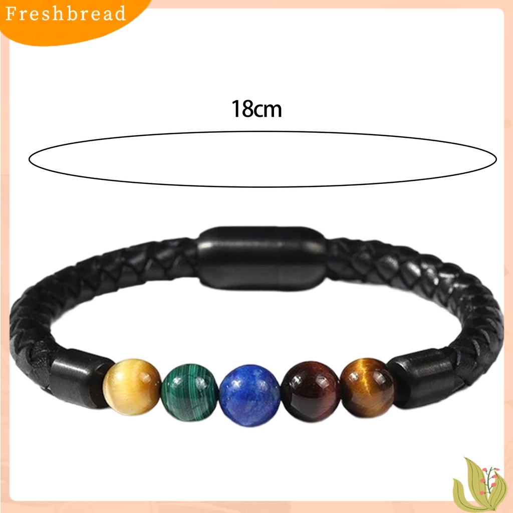 < Freshbread > Pria Gelang Gaya Sederhana Ultra-Ringan Tali Kulit Dikepang Tahan Aus Mudah Dipakai Hias Alloy Batu Manik Gelang Unisex Bangle Dekorasi Untuk Laki-Laki