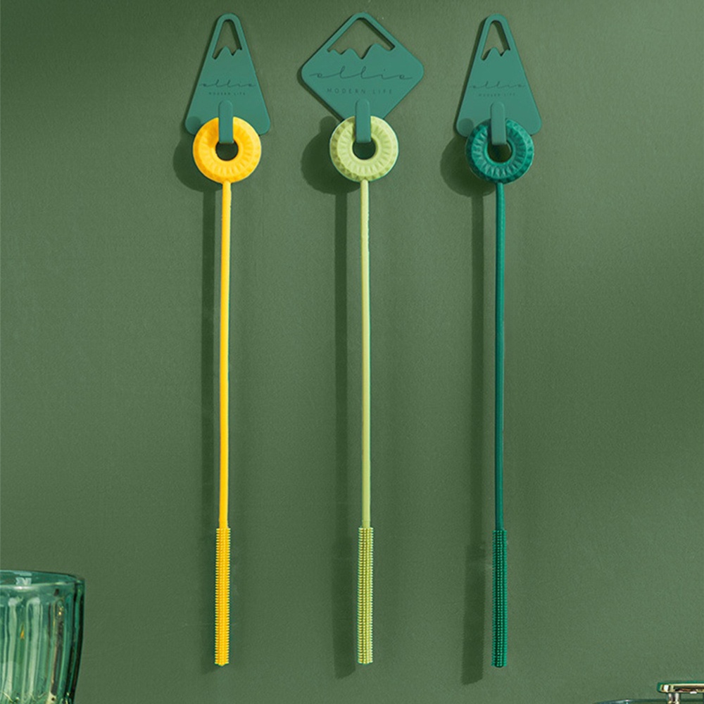 ღ Ditekuk Jerami Sikat Silikon Tabung Pipa Cleaner Sikat Gagang Panjang Dot Ramping Bersih Sikat untuk Mencuci Kaca Logam Pot cerat Dapur Gadget