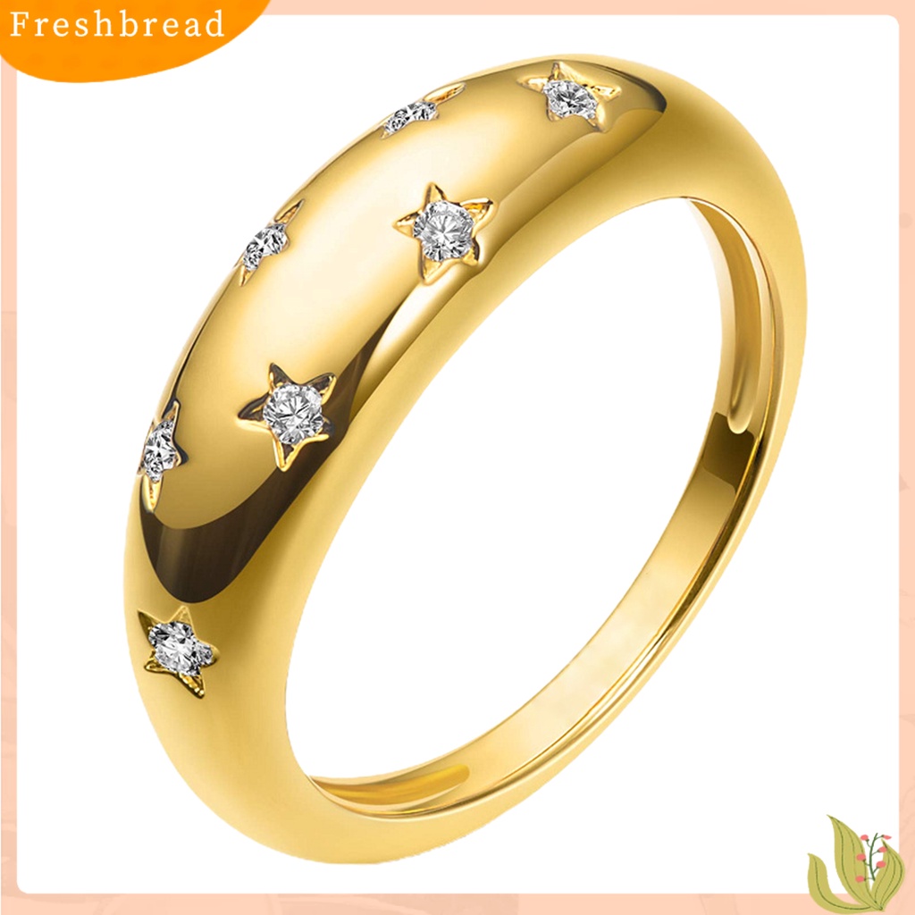 &lt; Freshbread &gt; Cincin Indah Gaya Paduan Motif Bintang Cincin Jari Halus Untuk Pertunangan