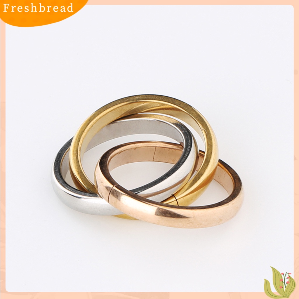 &lt; Freshbread &gt; Fashion Wanita 3band Multilayer Stainless Steel Slim Polos Criss Ring Hadiah